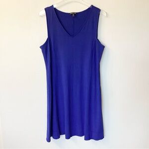 Eileen Fisher V-Neck Tank Dress - Blue - L